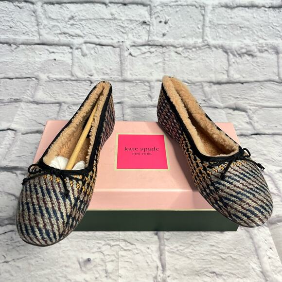 Kate spade SALE honey flats new plaid size 5B women’s - Picture 1 of 10